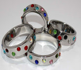 Wide Band Jewel Encrusted Steel Cock Ring